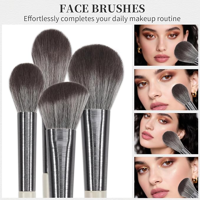 DUcare Makeup Brushes Set Professional 10pcs Synthetic, Foundation Blush Face Contour Powder Brush Eyeshadow Eyeliner Eyebrow Lip Liquid Cream Blending Essential