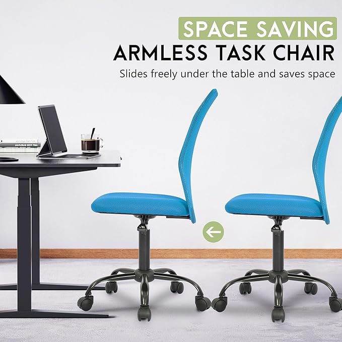 BestOffice Ergonomic Office Chair Desk Chair Mesh Computer Chair Armless Back Support Modern Executive Rolling Swivel Chair with Lumbar Support（Blue）