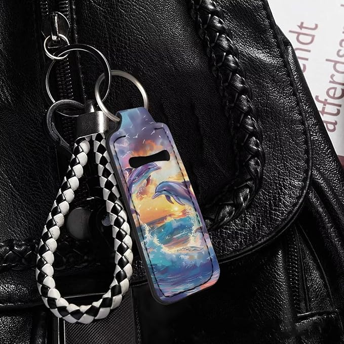 Lipstick Holder Keychain, Cute Keychains for Lip Balm Holder, Neoprene Lipstick Sleeve Pouch for Women Men Teens