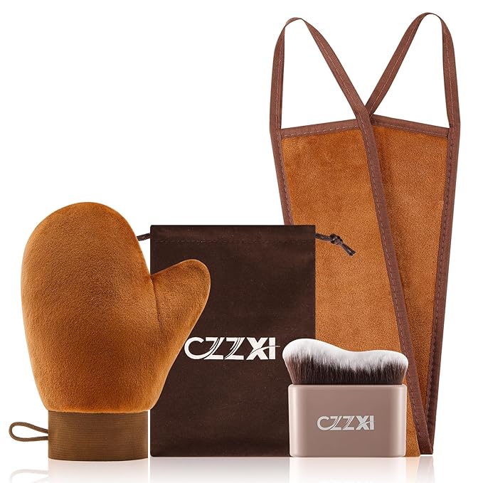 Tanning Mitt, Body Brush & Back Tanner Applicator Kit – Self-Tan Applicator for Body, Face & Hard-to-Reach Areas | Includes Storage Pouch