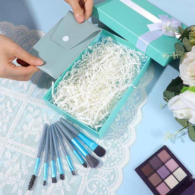 15 Sets Mini Makeup Brush Bulk Travel Sets,Synthetic Fibre Face Make up Brushes Women's makeup set Blush Brush for Party Favor,Gift Set Bridesmaids, Bachelor Party Present(Light Blue)