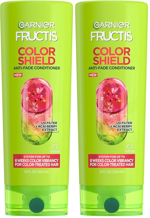 Garnier Fructis Conditioner, Color Shield, 12 Fl Oz | Anti-Fade | For Color-Treated Hair | Pack of 2