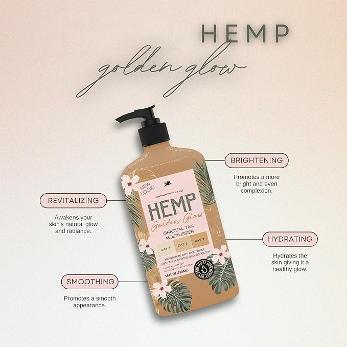 New Skin Care Tan Hemp Golden Glow Bronzing Moisturizer with Skin Firming for Dry Skin, New Look 18 fl oz (1Pack)