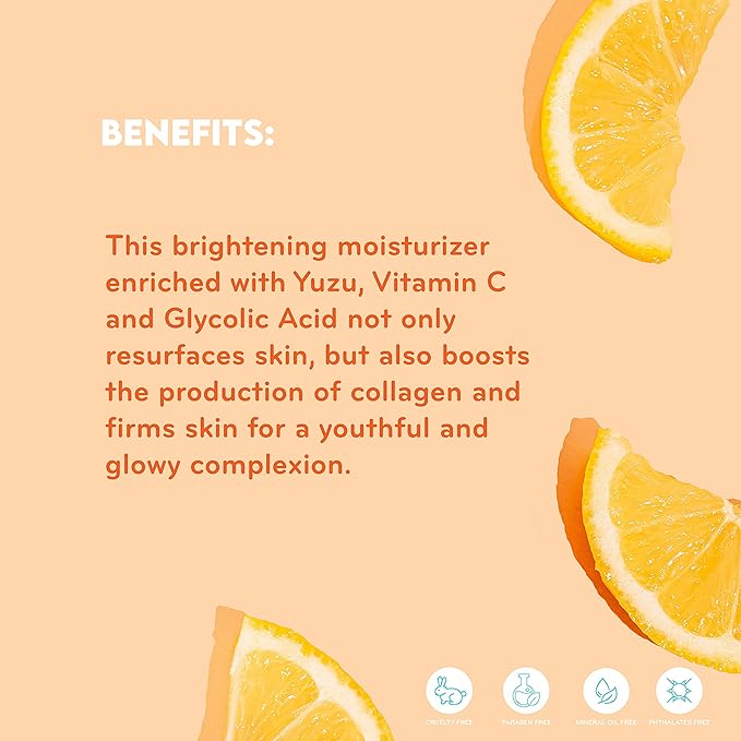 pūrlisse Yuzu + Orange Hydrating Face Moisturizer - Vitamin C Face Cream for Radiance & Improved Texture - Boosts Natural Collagen Production & Helps Firm Skin for a Youthful Complexion (1.7 Fl oz)