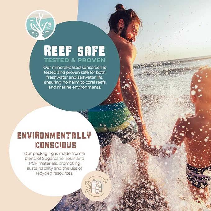 Kids Mineral Sunscreen SPF 45 – Reef Safe, Non-Toxic Sunscreen for Kids, Non-Greasy Zinc Oxide, Travel Size, Water Resistant, Face & Body