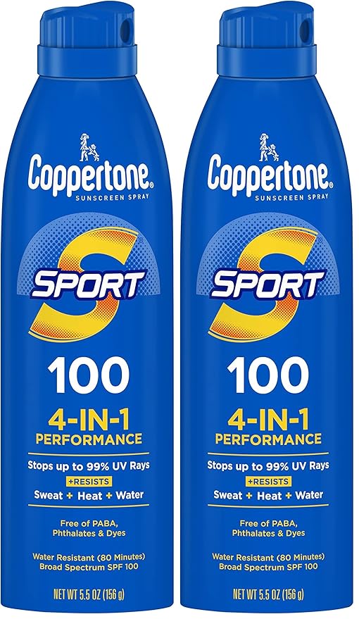 Coppertone Sunscreen, SPF 15, Water Resistant | Sport Formula | Spray Form | 5.5 Oz | Pack of 2