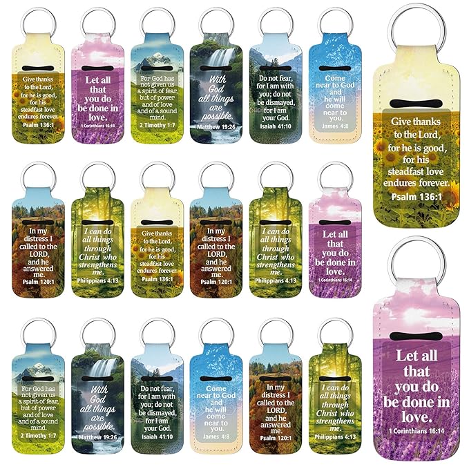 72 Pcs Christian Bible Lipstick Holder Key Chain Lip Balm Holder Gift Bulk with Metal Ring Lipstick Lip Gloss Pouch Religious Party Bible Inspiration Gift for Women Man Church(Retro)