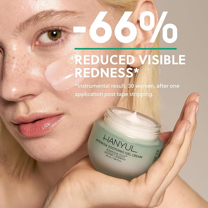 Hanyul Artemisia Soothing Gel Cream Moisturizer with Centella Asiatica and Niacinamide | Calming Water Cream | Cooling, Hydrating, Suitable for Sensitive & Acne-Prone Skin, 1.86 fl. oz.