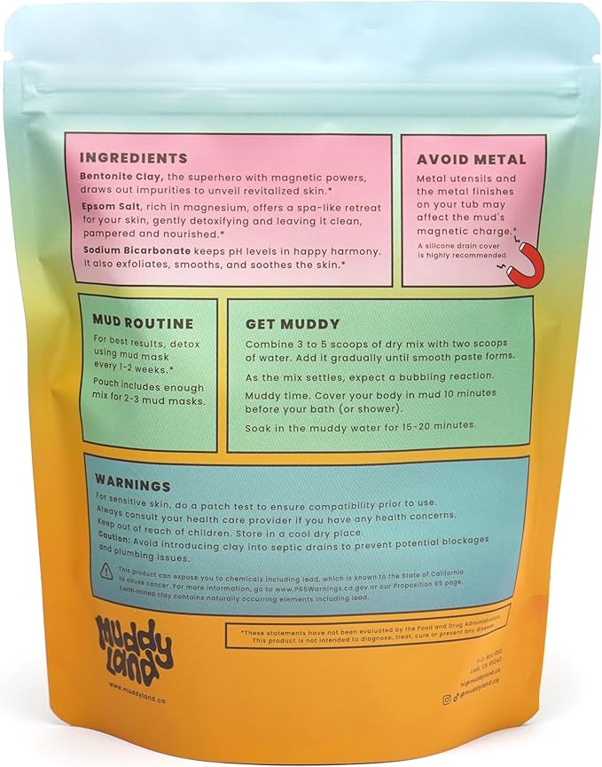 Bentonite Clay Detox Mud Bath Soak & Full Body Mud Mask - Magnetic Clay Bath with Epsom Salt, Body & Face Mask, Gift for Her - Mud Magnet by Muddyland