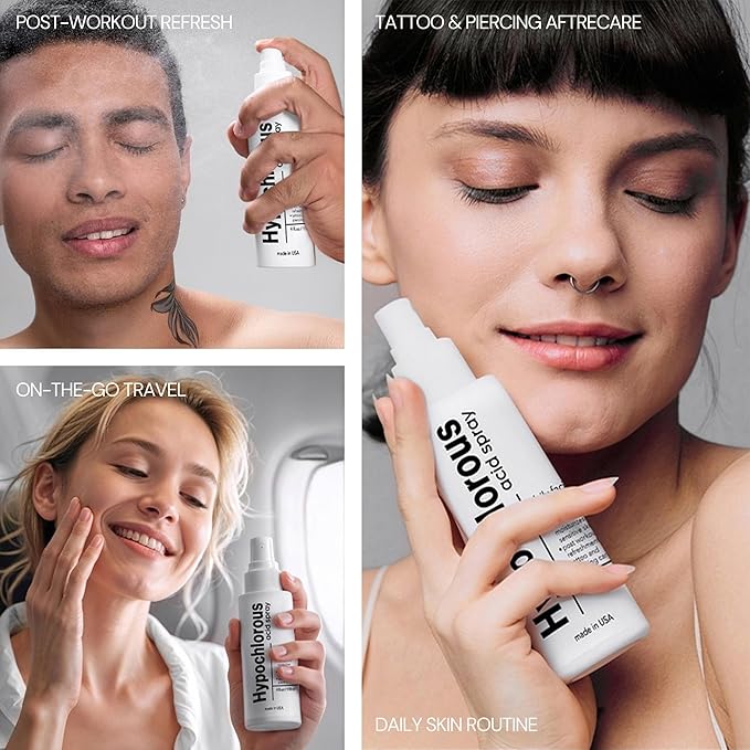 BodyJ4You Hypochlorous Acid Spray for Face Cleaner - HOCL Facial Toner Acne Sensitive Skin - HOCL Molecule Spray Topical Skin Redness Relief Breakouts - Piercing Aftercare Solution Fine Mist - 4 Fl Oz