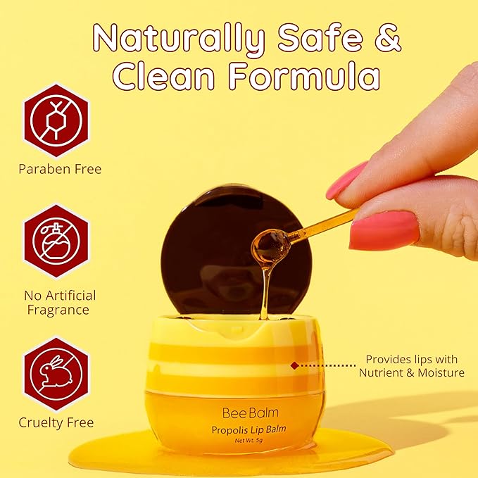 Original My Bee Balm Lip Balm – Propolis Hydrating Balm – Honey Pot for Dry, Chapped & Cracked Lips – Deeply Moisturizes & Hydrates Lips with Organic Beeswax & Vitamin E