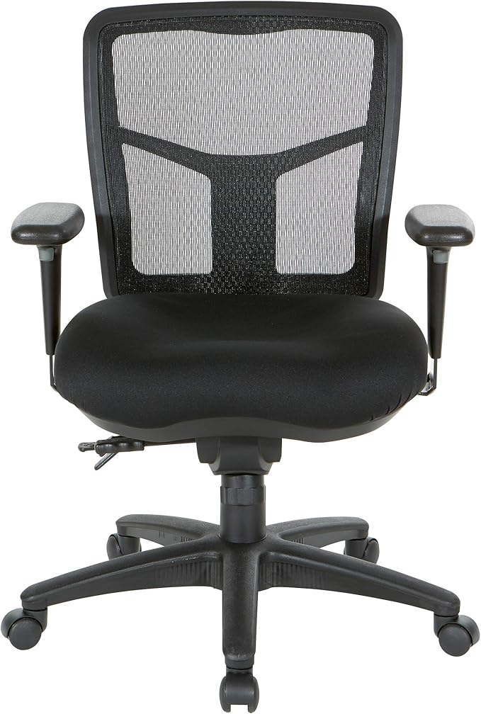Office Star ProGrid Breathable Mesh Manager's Office Chair with Adjustable Seat Height, Multi-Function Tilt Control and Seat Slider, Mid Back, Coal FreeFlex Fabric