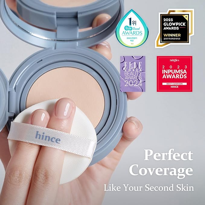 HINCE Second Skin Mesh Matte Cushion - 12g, Natural Coverage, Semi Matte Finish, Flawless Coverage, 24hr Long Lasting, Korean Cushion Foundation, Sand