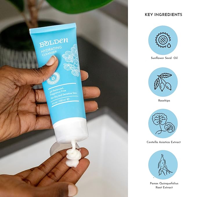 BOLDEN Hydrating Cleanser & Brightening Toner Bundle – Moisturizing Face Wash and Glycolic Acid Toner with Niacinamide for Sensitive Skin, Dark Spots, Oil & Shine Control