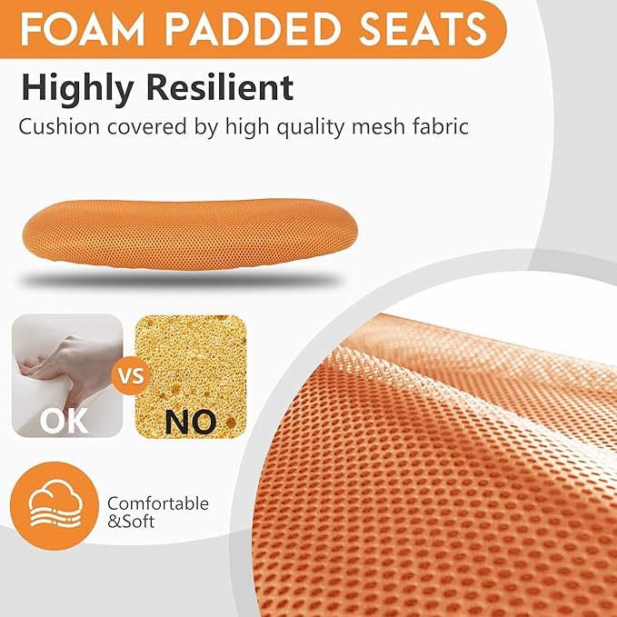FDW Home Office Chair Mid Back Mesh Desk Chair Armless Computer Ergonomic Task Rolling Swivel Chair Back Support Adjustable Modern with Lumbar Support (Pack of 2, Orange)