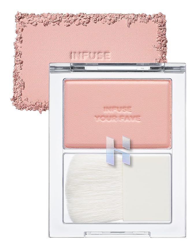 HOLIKA HOLIKA My Fave Infusing Blush 04 Moor - Korean Face Makeup Cushiony Powder, Buildable Color with Multi-Blurring Effect - Pore Minimizing Mineral Formula, Includes Mini Brush