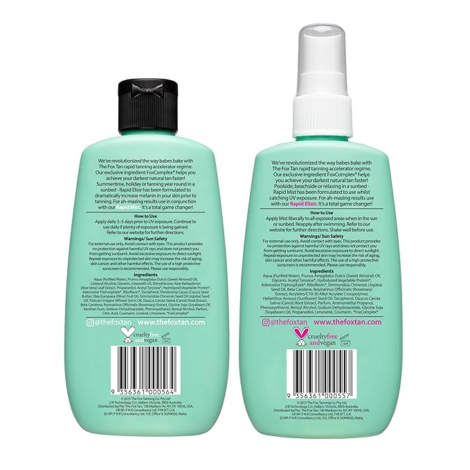 The Fox Tan The Originals Bundle, Tanning Accelerators For Deeper & Darker Tans, Creates Flawless Tan Skin, Vegan & Cruelty-Free, 120mL (2 Pieces)