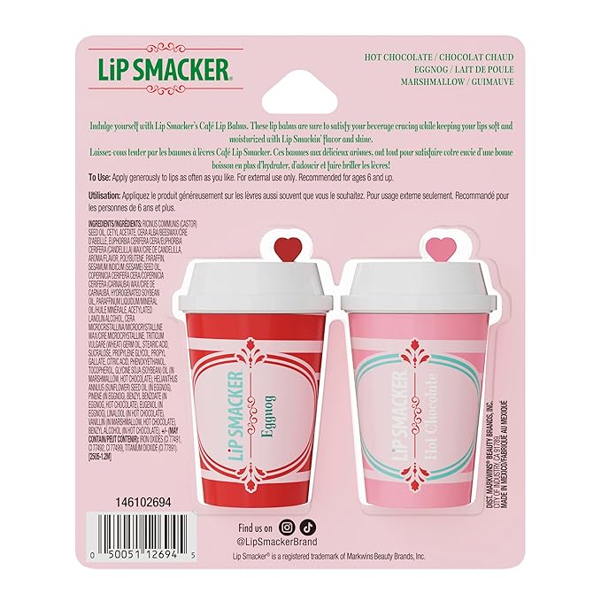 Lip Smacker Holiday Café Balm Trio, Moisturizing Lip Balm Set with Festive Flavors, Collectible Frappe Cup Design, Perfect Holiday Gift for Kids & Lip Balm Lovers