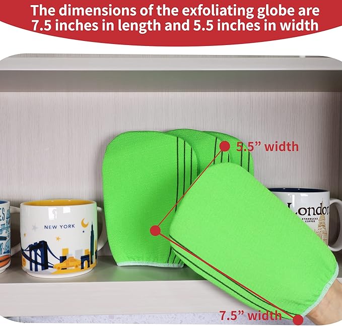 Korean Asian Exfoliating Bath Washcloths Mitt Scrub for Body washcloth Glove Premium Viscose Rayon Towel Korea Made(4 pcs of Glove Exfoliating Mitts)