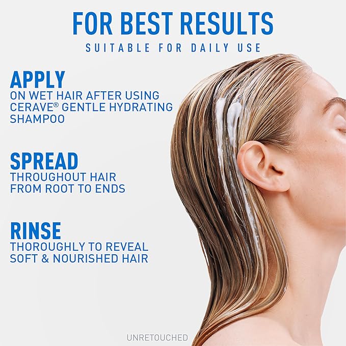 CeraVe Gentle Hydrating Conditioner, Hair Conditioner With Ceramides, Niacinamide & Hyaluronic Acid, Sulfate Free & Color Safe, Moisturizing Conditioner For All Hair & Scalp Types, 19oz