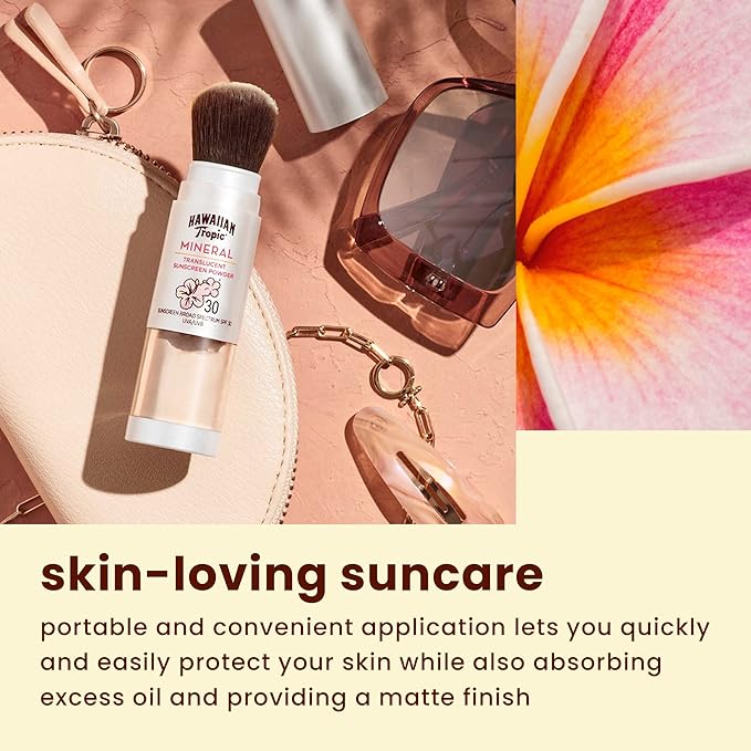 Hawaiian Tropic Sheer Touch Ultra Radiance SPF 50 Sunscreen Lotion Twin Pack with Mineral Powder SPF 30 Sunscreen Brush