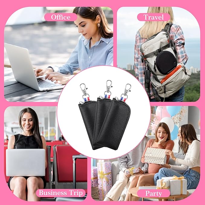 3 PCS Holder Lip Balm Sleeve Pouch with Hook, Portable Lipstick Case for Purse, Lip Gloss Keychain Holder, Mini Pouch Travel Accessories