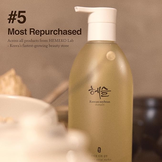 Korean Soybean Shampoo, Hair Loss Relief, Sulfate & Silicone-Free, Deep Scalp Cleanse, Hypoallergenic, Fermented Black Soybean Extract, pH-Balanced, Valentine's Day Gifts for Woman | 500ml
