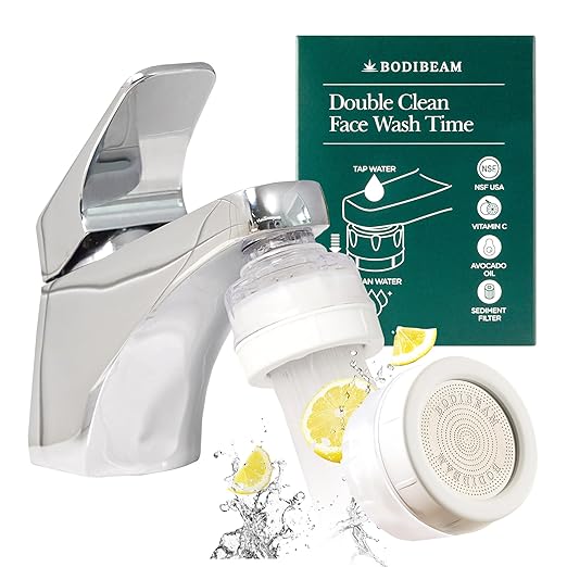 Bathroom Sink Filter, Set of 2, NSF Certified, Removes Fine Impurities, Chlorine & Rust, Vitamin C Gel, Skincare Water Filter, Gifts for Women (1, White)