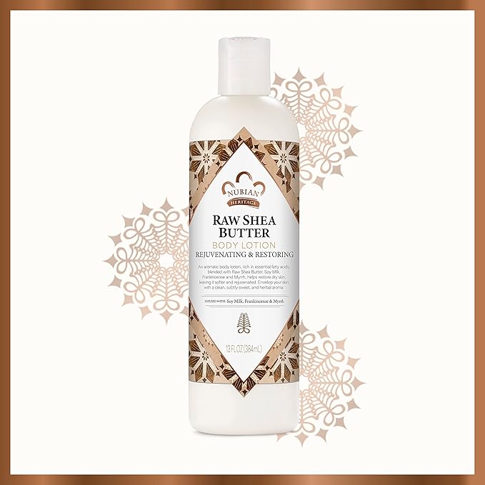 Nubian Heritage Body Lotion Raw Shea Butter for Dry Skin Paraben Free Body Lotion, 13 oz