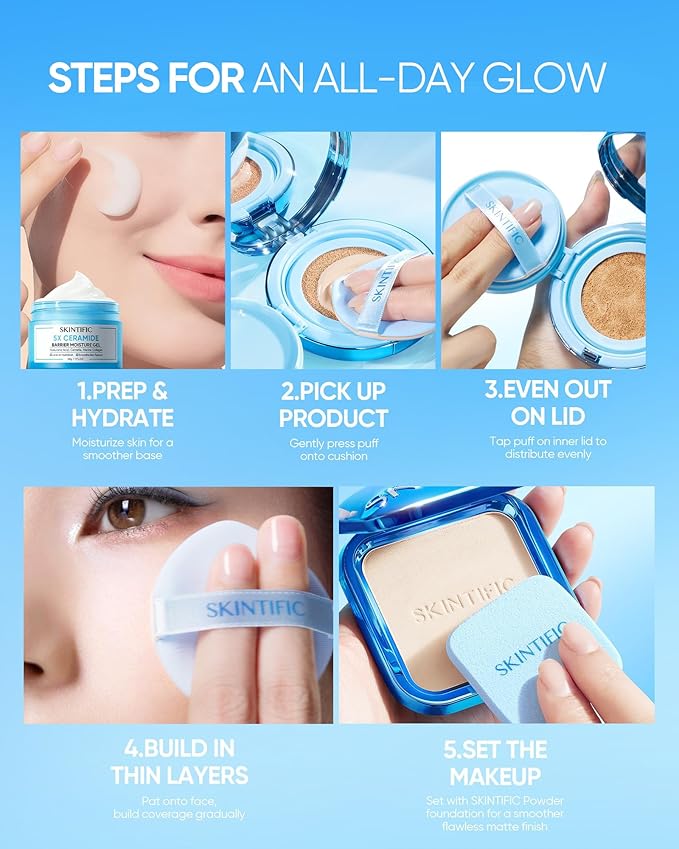 Velvet Matte Cushion Foundation Blue #02G Golden Ivory| Full Coverage,12H Oil Control,Ideal for Oily & Combination Skin,Waterproof,Long-Lasting, Lightweight, Hydrating,Transfer-Proof