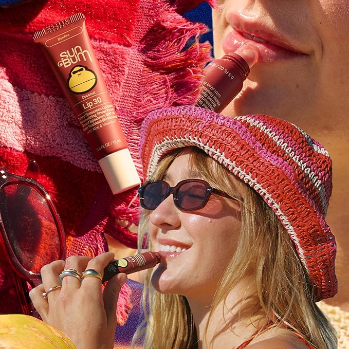 Sun Bum SPF 30 Sunscreen Bonfire Tinted Lip Balm - Coconut Flavor Broad Spectrum Moisturizing with Aloe & Vitamin E - Hawaii 104 Act Compliant (Made Without Octinoxate & Oxybenzone) - 0.5 oz