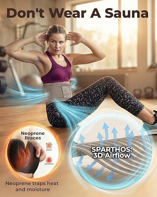 Sparthos Back Brace for Lower Back Pain - Immediate Relief from Sciatica, Herniated Disc - Lumbar Support Pad - For Home & Lifting At Work - For Men & Women - Fits 44–52″ Waist (Taupe-L, Check Sizing)