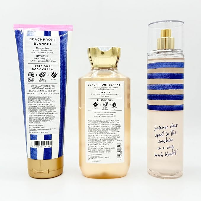 Beachfront Blanket 3-Piece Bath Bundle | Ultra Shea Body Cream, Shower Gel and Fine Fragrance Mist