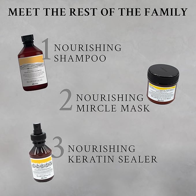 Davines Naturaltech Nourishing Vegetarian Miracle Conditioner, Restructuring & Hydrating for Dry & Damaged Hair - With Vegetal Keratin - Deeply Moisturizes Dry Hair, 8.45 Fl Oz