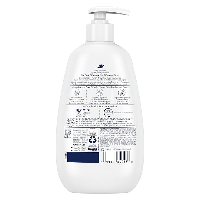 Dove Advanced Care Hand Wash Deep Moisture for Soft,Smooth Skin,More Moisturizers than the Leading Ordinary Hand Soap,12 oz,(Pack of 8)