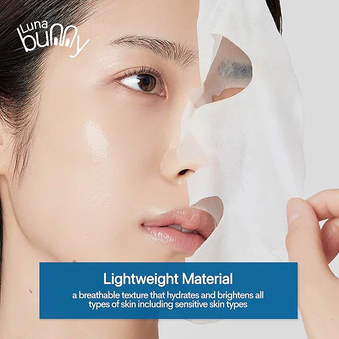Innerest Luna Bunny 24PK Facial Sheet Mask, Brightening, Nourishing & Hydrating Korean Skincare for Self Care, Home Spa with Aloe, Coconut, Vitamin & Hyaluronic (Hyaluronic Acid)