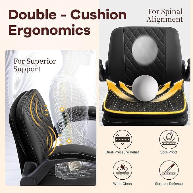 AreShark Cross Legged Office Chair,ADHD Criss Cross Desk Chair with Wheels & Stretchable Rotating Footrest,Height Adjustable Wide Yoga Kneeling Meditation Chair with Flip-up Armrests Back Support