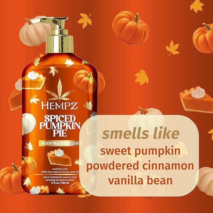 Hempz Spiced Pumpkin Pie Body Moisturizer, Body Lotion, Fall Skin Care for Men & Women, Limited Edition, 17 fl.oz.
