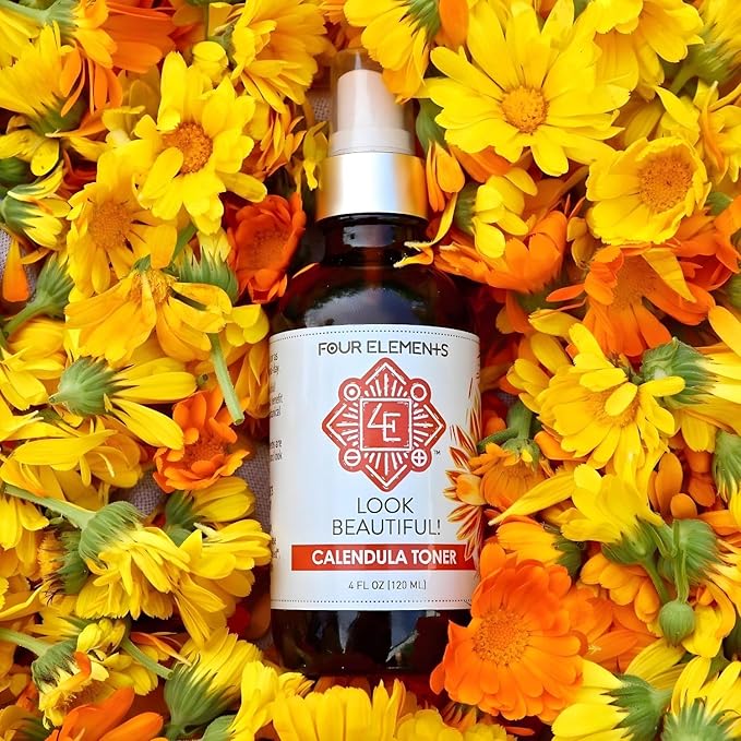 Four Elements 4E Look Beautiful! Calendula Toner, 4 FL OZ - 1st Place Winner in The Luscious Cream and Lotions Category at The International Herb Symposium Product Contest 2023