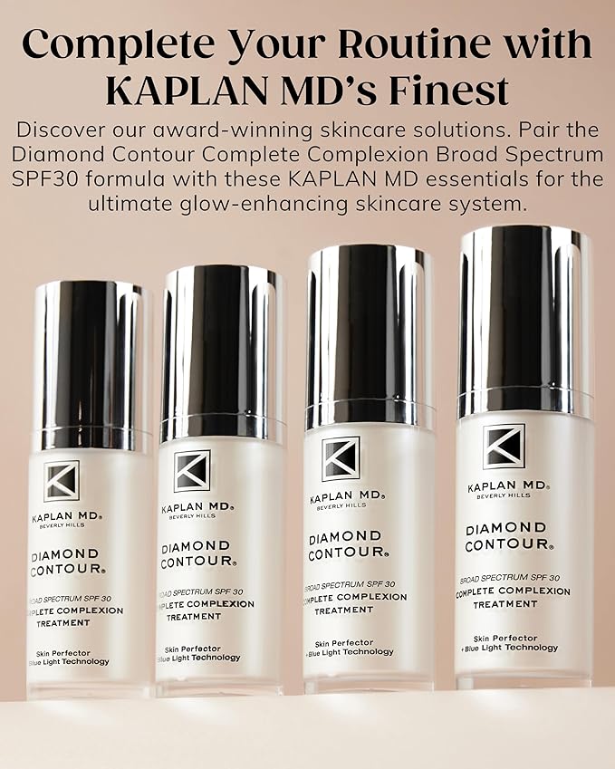 KAPLAN MD Diamond Contour Broad Spectrum SPF 30 - Complete Complexion Treatment, Hydrating Sheer Coverage, UVA/UVB & Blue Light Protection, Fragrance-Free, Non Tinted Sunscreen for Face