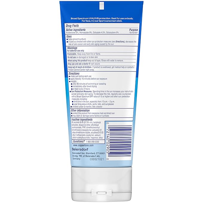 Coppertone Sport Clear SPF 50 Sunscreen Lotion, Water Resistant, Non-Greasy, Broad Spectrum UVA/UVB Protection, Clean, Cool, 5 Ounce