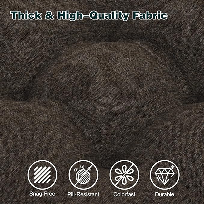 baibu Memory Foam Small Recliner Cushions with Lumbar Support Pillow Set, 18x16x4 Inch Dual-Layer Design Non-Slip Recliner Seat Cushion & Back Support Pillow for Reduce Hip & Lumbar Pain, Brown