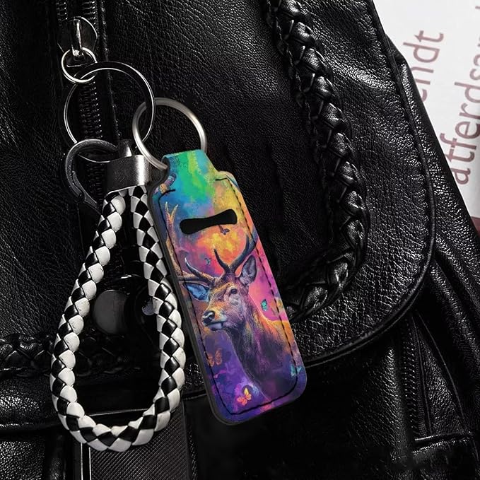 Lipstick Holder Keychain, Cute Keychains for Lip Balm Holder, Neoprene Lipstick Sleeve Pouch for Women Men Teens