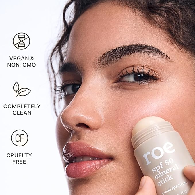 Roe Wellness- Mineral Sunscreen Stick SPF 50 Reef Safe Roll-On Clean Ingredients Zinc Oxide Sun Protection | Face & Body UVA & UVB | Great For Kids, Toddlers, Newborns & Adults