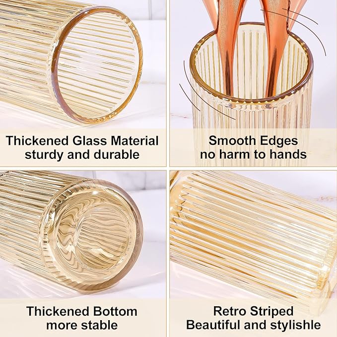 DASITON Makeup Brush Holder Organizer, Crystal Glass Makeup Brushes Storage Holder, Vintage Make Up Brush Cup for Vanity, Pen Pencil Holder for Desk, Toothbrush Holders for Bathroom (Coffee SL)