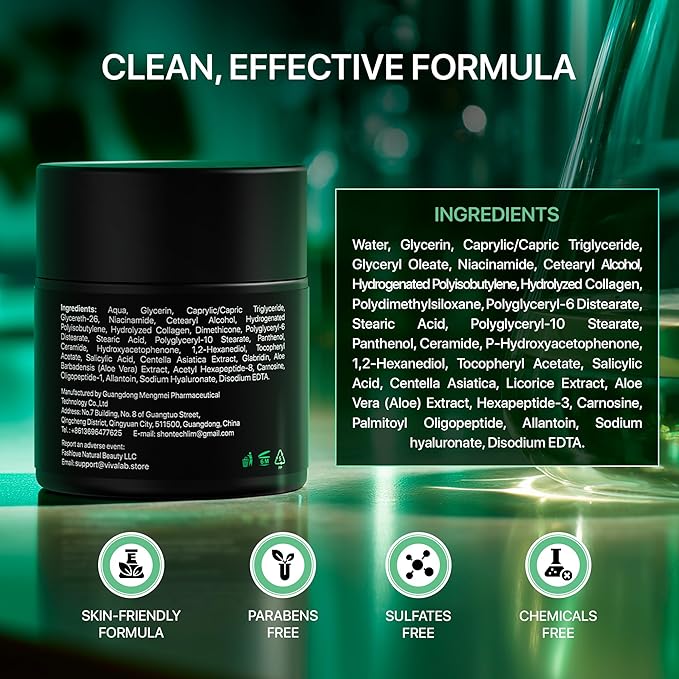 Mens Face Moisturizer Anti-Aging Cream - Lightweight After Shave Lotion for Men - Day & Night Hydrating Skin Care with Niacinamide Collagen Ceramides - Fast-Absorbing Non-Greasy 1.85oz