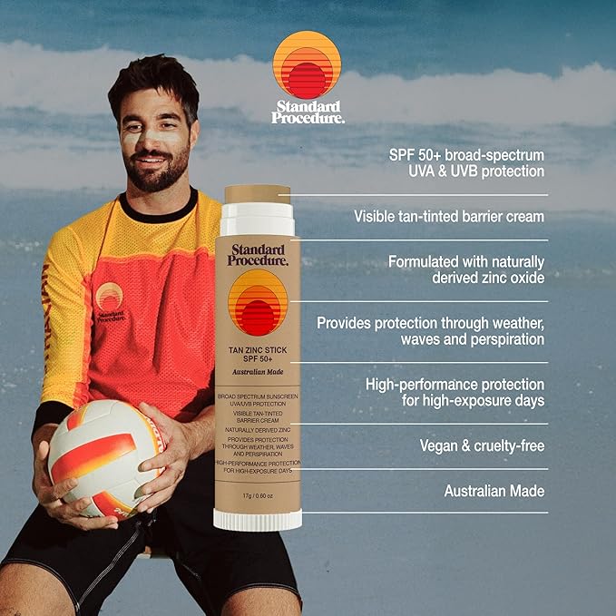 Standard Procedure - Zinc Sunscreen Stick - Zinc Based SPF 50+ Sunscreen - Broad Spectrum Sunscreen Stick - Provides UVA/UVB Protection - Australian Sunscreen Made w/Naturally-Derived Zinc
