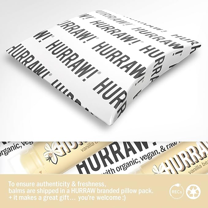 Hurraw! Vanilla Bean Lip Balm: Organic, Certified Vegan, Cruelty and Gluten Free. Non-GMO, 100% Natural Ingredients. Bee, Shea, Soy and Palm Free. Made in USA