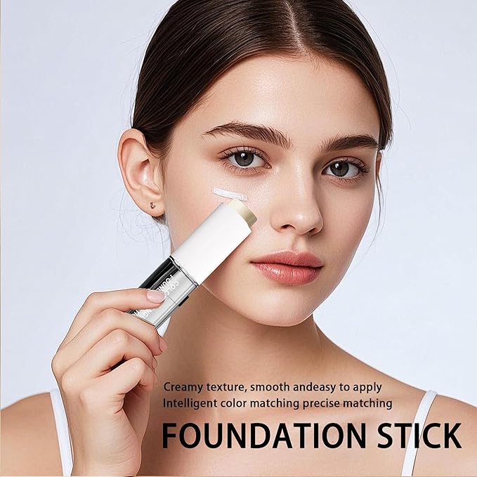 Color Changing Foundation Stick V, Korean Makeup Cream Stick 3 In 1- White Foundation- Full Coverage Hydrating Concealer Balm, 2PCS Dual-Ended With Detachable Brush