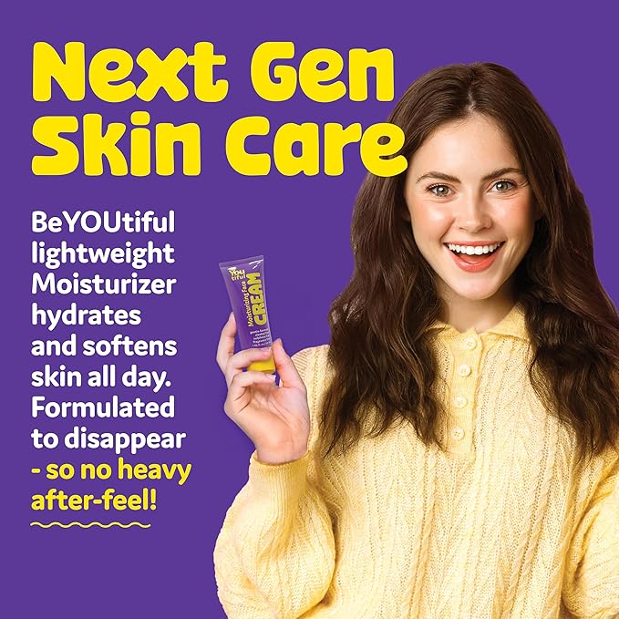 BeYOUtiful Face Moisturizer, Kids Easter Basket Stuffers, Preppy Skin Care for Tweens and Kids, Hydrating Face Cream for Dry Skin, Girls and Boys, 1.69 fl oz